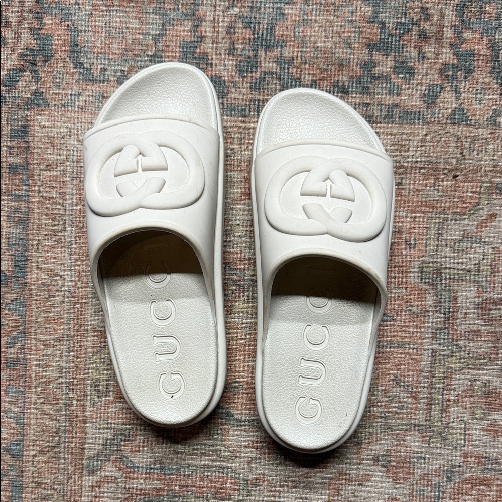 Gucci Cream Slide Sandals